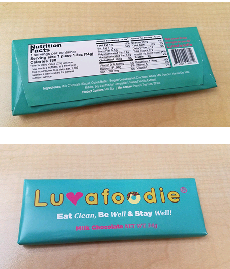 Luvafoodie Eat Clean Belgian Milk Chocolate Bar